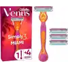 Gillette Simply Venus 3 Miami Tıraş Makinesi Gövdesi + 4 Bıçak