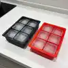 Deconox 2 Adet 6 Gözlü Dev Boy Silikon Buz Kalıbı, Siyah ve Kırmızı Kare Küp Buzluk, 16x12 cm Büyük Buz Küpü Kalıbı 2’li Set, Soğuk İçecek Kokteyl Limonata Kahve Sunumları İçin Esnek Buz Kalıbı