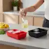 Deconox 2 Adet 6 Gözlü Dev Boy Silikon Buz Kalıbı, Siyah ve Kırmızı Kare Küp Buzluk, 16x12 cm Büyük Buz Küpü Kalıbı 2’li Set, Soğuk İçecek Kokteyl Limonata Kahve Sunumları İçin Esnek Buz Kalıbı