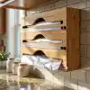 Deconox 3 Bölmeli Doğal Bambu Folyoluk ve Streç Film Kesici Organizer - Sürgülü Bıçaklı Çekmece İçi Düzenleyici Pişirme Kağıdı ve Alüminyum Folyo Standı Mutfak Organizeri (35,5 x 22 x 7 cm)