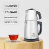 King KCM334 Tealuxe Çay Makinesi | 1,7L Su Isıtıcı & 1,2L Demlik | Paslanmaz Çelik | Sıcak Tutma Fonksiyonu | Kablosuz Kullanım