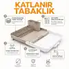 Deconox Uzayabilen Tabaklık ve Bulaşıklık, Kayar Üniteli Bulaşık Kurutmalık, Tahliye Oluklu Tezgah Üstü Tabak Düzenleyici, Çatal Kaşık Bölmeli, Krem