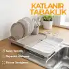 Deconox Uzayabilen Tabaklık ve Bulaşıklık, Kayar Üniteli Bulaşık Kurutmalık, Tahliye Oluklu Tezgah Üstü Tabak Düzenleyici, Çatal Kaşık Bölmeli, Krem