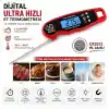 Bluefox Dijital Mutfak Termometresi - Mıknatıslı, Arkadan Aydınlatmalı Ekran, 240° Dönebilen Prob, -50°C-300°C Aralığı