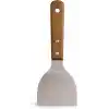 MallArt® Ahşap Saplı Paslanmaz Çelik Spatula – 24cm Eğilimli Çok Amaçlı Mutfak Spatulası | Izgara, Burger, Sebze, Temizlik için Profesyonel Metal Spatula