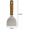MallArt® Ahşap Saplı Paslanmaz Çelik Spatula – 24cm Eğilimli Çok Amaçlı Mutfak Spatulası | Izgara, Burger, Sebze, Temizlik için Profesyonel Metal Spatula