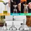 MallArt® Paslanmaz Çelik Mini Huni Seti (3lü) - 7.5 cm, 5.5 cm, 4.5 cm Dar Ağızlı Sıvı ve Baharat Hunisi, Tutucu Halkalı Mutfak ve Şişe Aktarma Seti