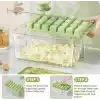 Jouis Basmalı Buz Kalıbı Seti - 2 Adet Silikon Buz Tepsisi, Saklama Kutusu ve Buz Küreği Dahil, Tek Tuşla Kolay Çıkarılabilir BPAsız Pratik Buzluk Kalıbı, Kokusuz Şeffaf Hazneli Buz Yapıcı Set