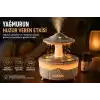 UFO Yağmur Efektli Hava Nemlendirici – Ultrasonik Buhar, Sessiz Çalışma, 7 Renk LED Işık, Zaman Ayarlı (2H/4H/8H), Otomatik Kapanma, Aromaterapi Uyumlu