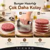 T I C A R O Paslanmaz Çelik Smash Burger Presi, Siyah Silikon Saplı,