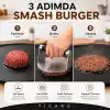 T I C A R O Paslanmaz Çelik Smash Burger Presi, Siyah Silikon Saplı,