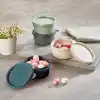 EYNEL 4lü Yuvarlak Mini Saklama Kabı Küçük Sızdırmaz Kapaklı Çok Renkli Pratik Amaçlı Kap Erzak Çerez Piknik Gıda (280, Yuvarlak, 4, Set 1)