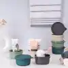 EYNEL 4lü Yuvarlak Mini Saklama Kabı Küçük Sızdırmaz Kapaklı Çok Renkli Pratik Amaçlı Kap Erzak Çerez Piknik Gıda (280, Yuvarlak, 4, Set 1)