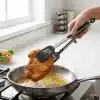 Deconox 32 cm Kilitlenebilir Mangal Maşası ve Kızartma Spatulası, Metal Gövdeli Siyah Delikli Geniş Uçlu Servis Maşası, Et Tavuk Balık Köfte Kızartma ve Barbekü İçin Çok Amaçlı Mutfak Maşası