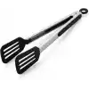 Deconox 32 cm Kilitlenebilir Mangal Maşası ve Kızartma Spatulası, Metal Gövdeli Siyah Delikli Geniş Uçlu Servis Maşası, Et Tavuk Balık Köfte Kızartma ve Barbekü İçin Çok Amaçlı Mutfak Maşası