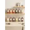 Etiketli 12Li Akrilik Gri Sızdırmaz Kapaklı Vakumlu Kare Baharatlık Seti 300 Ml