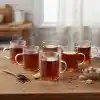 Deconox 6lı Termisil Borosilikat Cam Kupa Bardak Seti 200 ml - Isıya Dayanıklı Kulplu Şeffaf Çay ve Kahve Bardağı Takımı