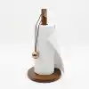 Deconox Doğal Bambu Bohem Top Tutacaklı Kağıt Havluluk - Dekoratif Ahşap Stand (30x14 cm, Kahve ve Bambu Renk Seçenekli, 1 Adet) (KAHVE)