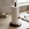 Deconox Doğal Bambu Bohem Top Tutacaklı Kağıt Havluluk - Dekoratif Ahşap Stand (30x14 cm, Kahve ve Bambu Renk Seçenekli, 1 Adet) (KAHVE)