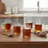 Deconox 6lı Termisil Borosilikat Cam Kupa Bardak Seti 200 ml - Isıya Dayanıklı Kulplu Şeffaf Çay ve Kahve Bardağı Takımı
