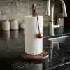 Deconox Doğal Bambu Bohem Top Tutacaklı Kağıt Havluluk - Dekoratif Ahşap Stand (30x14 cm, Kahve ve Bambu Renk Seçenekli, 1 Adet) (KAHVE)