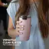 Simple Modern 12 oz Voyager Seyahat Kupası Bardak, Şeffaf Kapaklı ve Pipetli - Kahve Fincanı Çocuk Vakum Yalıtımlı Şişe 18/8 Paslanmaz Çelik Hidro - Gece Siyahı