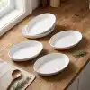 Deconox 3lü Porselen Büyük Boy Kayık Tabak Seti - Minimalist Beyaz Sunum Tabağı Çukur Mezelik Kahvaltılık ve Servis Tabağı (19 x 12 x 3.5 cm)