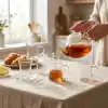 Deconox 6lı Kulplu Borosilikat Cam Çay Bardağı Seti, İnce Şeffaf ve Tabaksız, Keyf-i Ala, Kısa, Desenli, Çizgili ve Burgu Çizgili Model Seçenekleri (Keyf-i Ala Kısa)