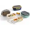 Jouis Beslenme Kutusu 1200 ml 2 Katlı 6 Bölmeli BPAsız PP Plastik Sefer Tası ve Beslenme Çantası - Lunch Box, ÇATAL KAŞIK ve BIÇAK Dahil Okul Beslenme (Yeşil)