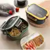 Jouis Beslenme Kutusu 1200 ml 2 Katlı 6 Bölmeli BPAsız PP Plastik Sefer Tası ve Beslenme Çantası - Lunch Box, ÇATAL KAŞIK ve BIÇAK Dahil Okul Beslenme (Yeşil)