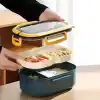 Jouis Beslenme Kutusu 1200 ml 2 Katlı 6 Bölmeli BPAsız PP Plastik Sefer Tası ve Beslenme Çantası - Lunch Box, ÇATAL KAŞIK ve BIÇAK Dahil Okul Beslenme (Yeşil)