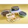 Jouis Beslenme Kutusu 1200 ml 2 Katlı 6 Bölmeli BPAsız PP Plastik Sefer Tası ve Beslenme Çantası - Lunch Box, ÇATAL KAŞIK ve BIÇAK Dahil Okul Beslenme (Yeşil)