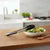 Deconox 30 cm Silikon Uçlu Metal Saplı Kızartma ve Servis Maşası - Isıya Dayanıklı Çizmez Kilitli Siyah Maşa