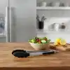 Deconox 30 cm Silikon Uçlu Metal Saplı Kızartma ve Servis Maşası - Isıya Dayanıklı Çizmez Kilitli Siyah Maşa