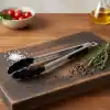 Deconox 30 cm Silikon Uçlu Metal Saplı Kızartma ve Servis Maşası - Isıya Dayanıklı Çizmez Kilitli Siyah Maşa