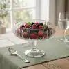Deconox Linea Şeffaf Cam Ayaklı Sunum Çanağı - Dekoratif Küçük Salata Kasesi ve Çerezlik (20x15,5 cm)