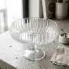 Deconox Linea Şeffaf Cam Ayaklı Sunum Çanağı - Dekoratif Küçük Salata Kasesi ve Çerezlik (20x15,5 cm)