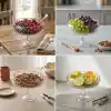 Deconox Linea Şeffaf Cam Ayaklı Sunum Çanağı - Dekoratif Küçük Salata Kasesi ve Çerezlik (20x15,5 cm)