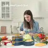 Bento Box Yetişkin Öğle Yemeği Kutusu, Sızdırmaz, BPA İçermeyen İstifleme (3 Katlı) Taşınabilir İstiflenebilir Gıda Kabı Saklama Kutuları Çalışma Okul Kamp için (Mavi)