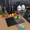 Mayaglory Cam Kesme Tahtası Panosu 25 X 35 Kırılmaya Isıya Çizilmeye Dayanıklı Antibakteriyel Doğal Kesme Tablası Siyah Mermer Design