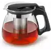 Cam Demlik 900ml, Paslanmaz Çelik Süzgeçli Filtreli Çaydanlık, Çay, Bitki Çayı Süzgeci, Isıya Karşı Dayanıklı Pratik Üst Kısım Tek Parça (Siyah, 900, Mililitre)