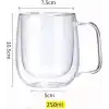 Orret Home 2 Adet 250 ml Çift Cidarlı Borosilikat Cam Kupa Bardak Termisil Isıya Dayanıklı Şeffaf Kahve Çay Latte Espresso Fincanı Cam Bardak Seti