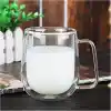 Orret Home 2 Adet 250 ml Çift Cidarlı Borosilikat Cam Kupa Bardak Termisil Isıya Dayanıklı Şeffaf Kahve Çay Latte Espresso Fincanı Cam Bardak Seti