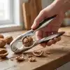Deconox Paslanmaz Çelik Ceviz Kıracağı, Fındık ve Badem İçin Metal Kabuk Kırma Aparatı, Ergonomik Siyah Tutma Saplı, Kaymaz Kavrama Destekli Mutfak Kıracağı