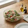 Deconox El Yapımı Üfleme Borosilikat Cam Linea Sunum Çanağı - Şeffaf Dekoratif Salata, Meyve ve Çerez Kasesi (20x6 cm)