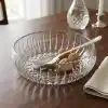 Deconox El Yapımı Üfleme Borosilikat Cam Linea Sunum Çanağı - Şeffaf Dekoratif Salata, Meyve ve Çerez Kasesi (20x6 cm)