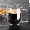 Vicloon Çift Duvar Cam Kupa, Isı Yalıtımlı Bardak Bardak, Saplı 250 ml, Çay Su Bardakları, Kahve, Süt, Cappuccino, Espresso, Şeffaf Bira, 2li Set