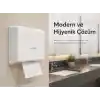 Alper Banyo Z-Fold Kağıt Havlu Dispenseri, Beyaz Plastik Duvara Monte Z Katlı Kağıt Havlu Aparatı, Banyo Ofis WC ve Ortak Kullanım Alanları İçin Hijyenik Kağıt Havluluk 25 x 21 x 10 cm