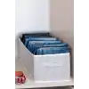 Dolap içi Pantolon Düzenleyici Saklama Kutusu Organizer (Beyaz - Gri Çizgili)