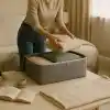 Deconox Büyük Boy Bazaaltı Kalın Kumaş Hurç | Kazak Yastık Çok Amaçlı Yatakaltı Düzenleme Hurcu Gri (64cmx45cmx20cm) 4 lü 6 lı ve Şeffaf Pencereli Seçenekli (6 LI PAKET)
